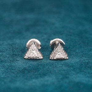 Moissanite Pyramid Stud Earrings 14K Gold