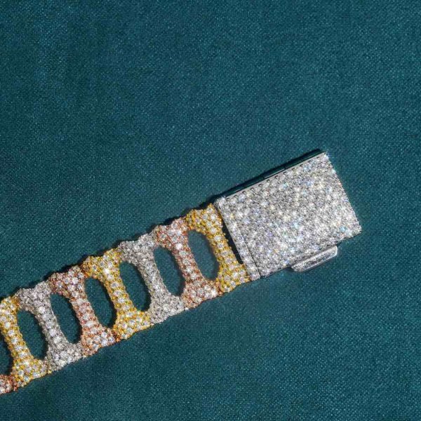 16MM Moissanite Bone Link Bracelet 14K Gold - Image 5