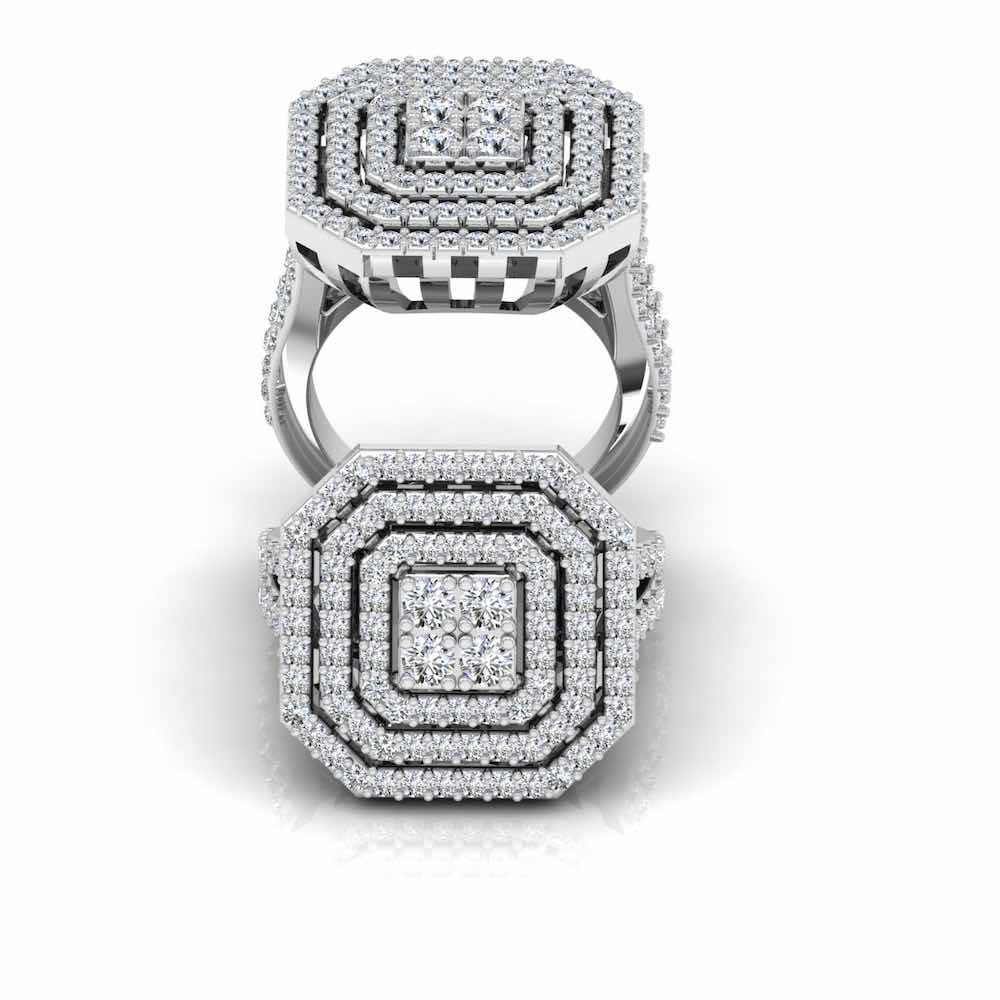 Octagon 4-Row Moissanite Engagement Ring - Image 3