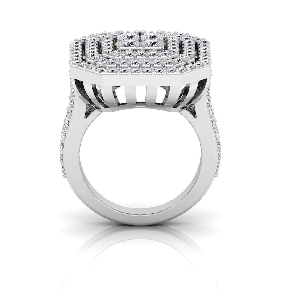 Octagon 4-Row Moissanite Engagement Ring - Image 5