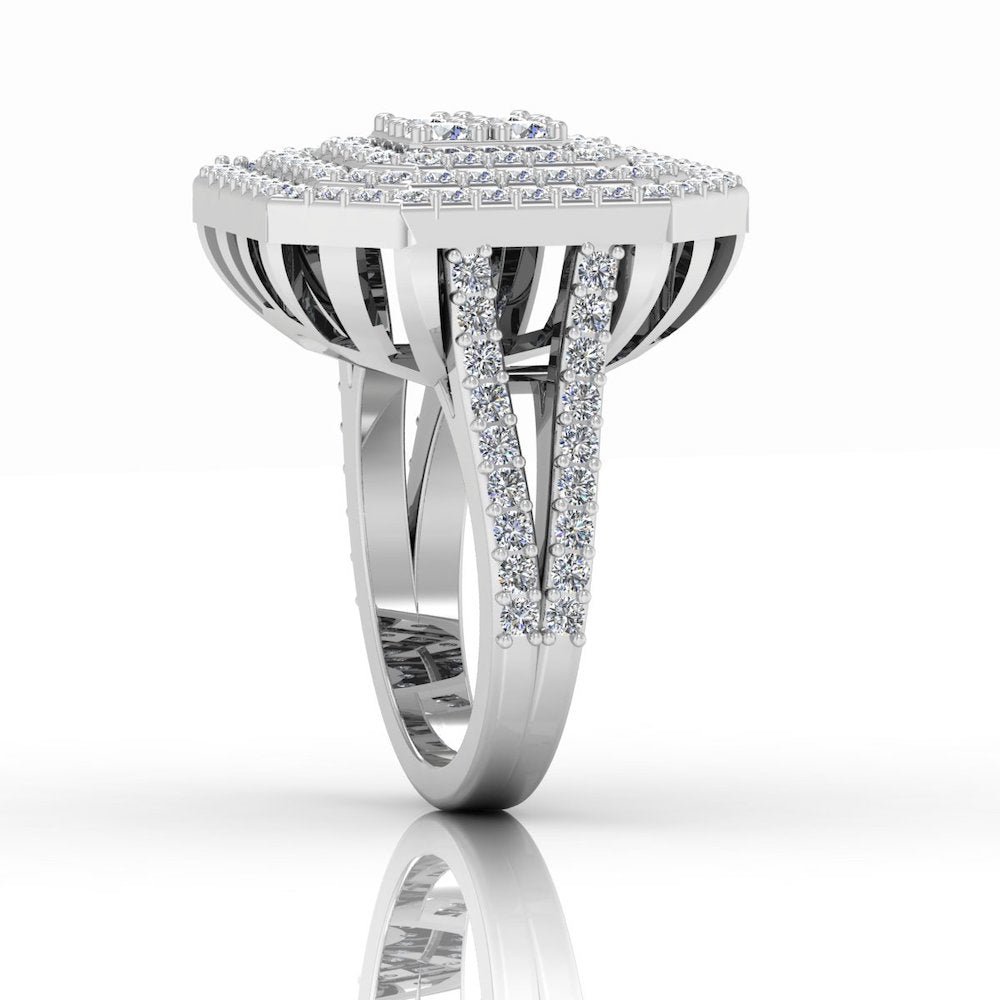 Octagon 4-Row Moissanite Engagement Ring - Image 7