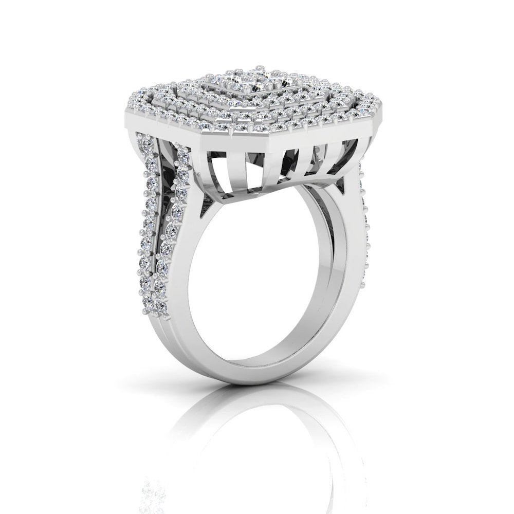 Octagon 4-Row Moissanite Engagement Ring - Image 4