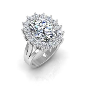 Oval Halo Moissanite Engagement Ring