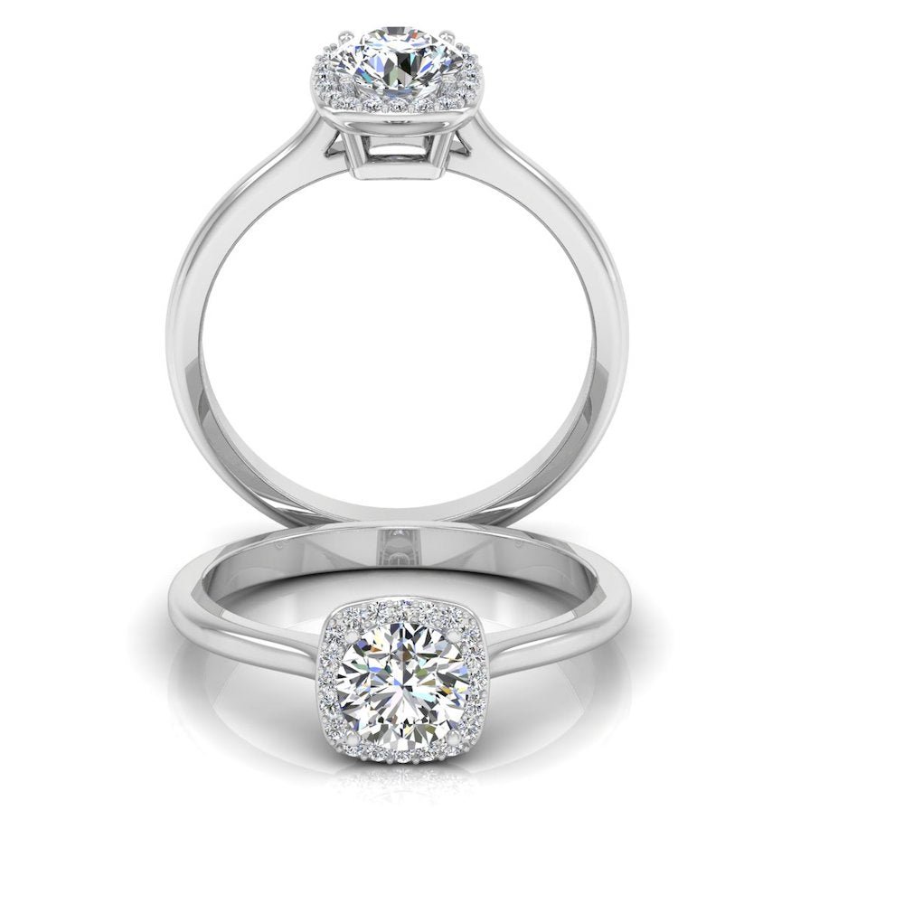 Petite Halo Brilliant Cut Moissanite Engagement Ring - Image 4