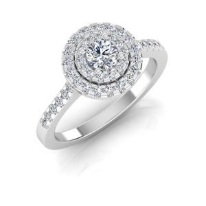 Petite Round Brilliant Double Halo Moissanite Engagement Ring