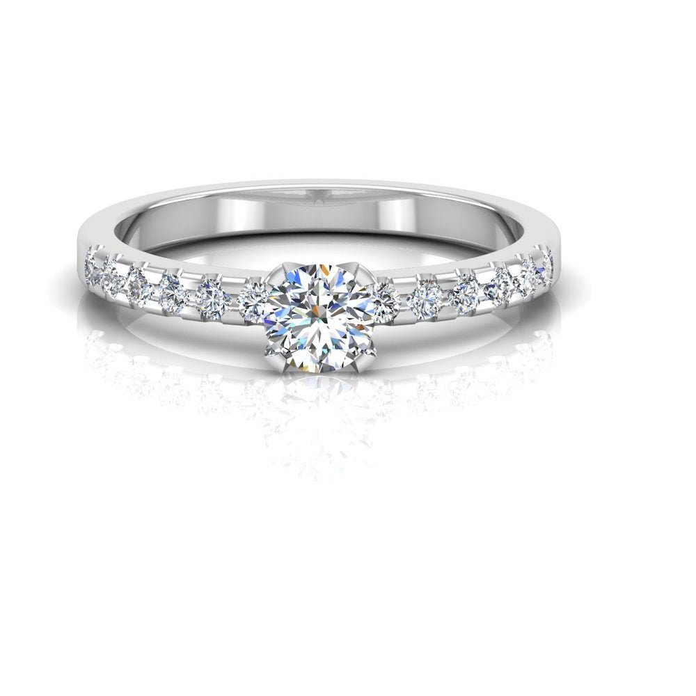 Petite Round Brilliant Moissanite Engagement Ring - Image 3