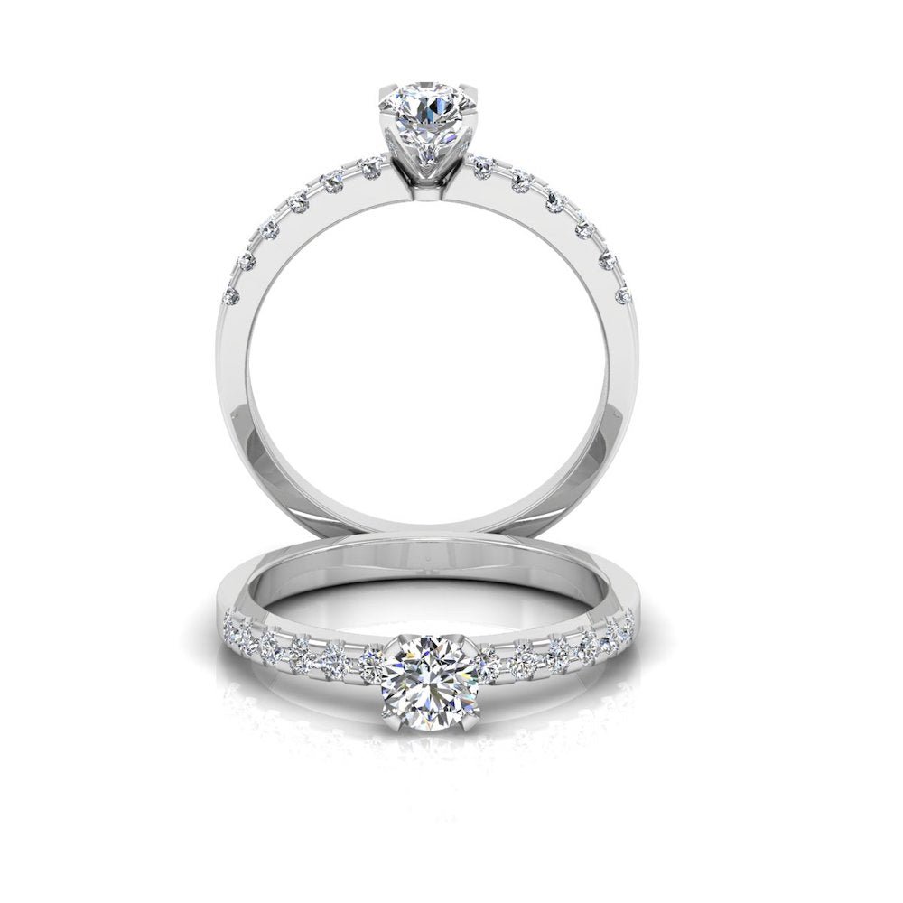 Petite Round Brilliant Moissanite Engagement Ring - Image 4