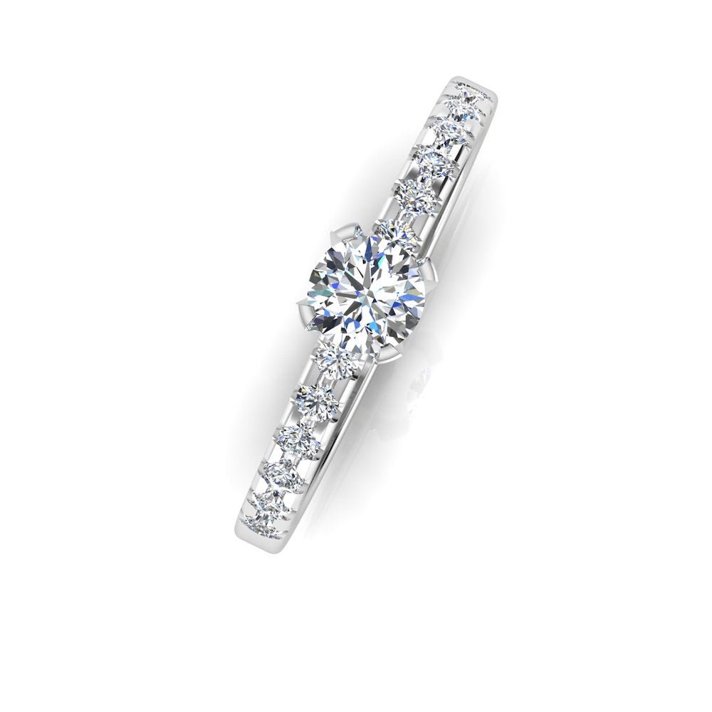 Petite Round Brilliant Moissanite Engagement Ring - Image 7