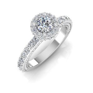 Petite Round Moissanite Halo Engagement Ring