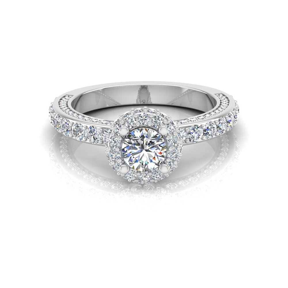 Petite Round Moissanite Halo Engagement Ring - Image 3