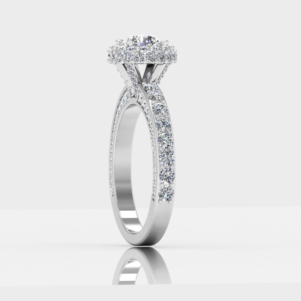 Petite Round Moissanite Halo Engagement Ring - Image 8