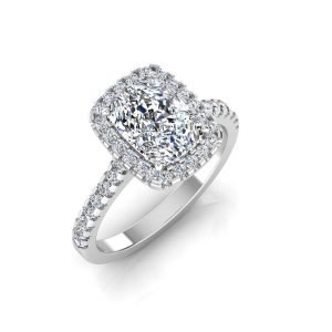 Rectangular Cushion Moissanite Halo Engagement Ring