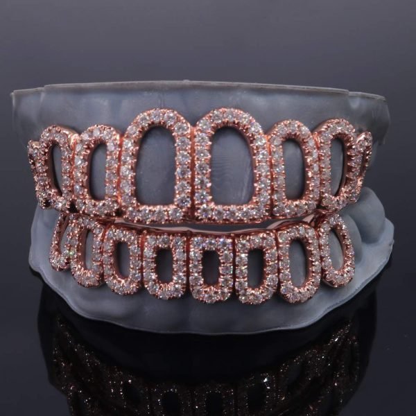 Rose Gold Open Face Custom Diamond Grillz - Image 2