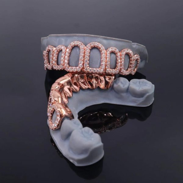 Rose Gold Open Face Custom Diamond Grillz - Image 4