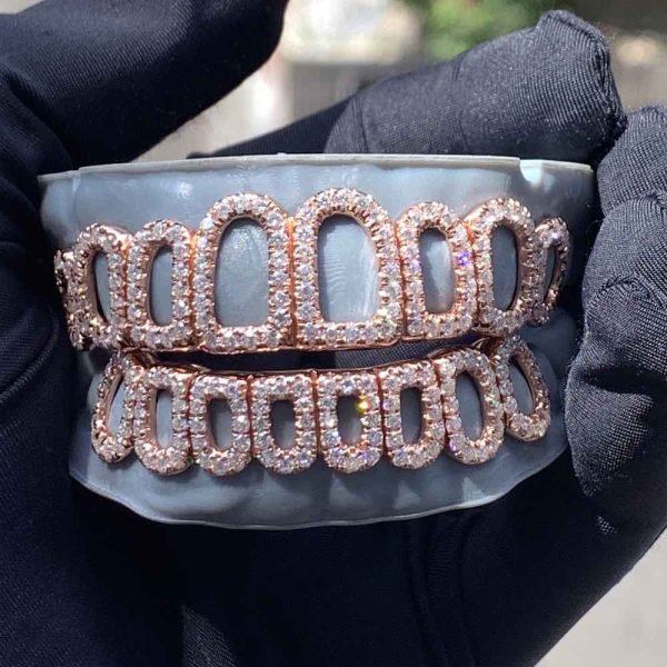 Rose Gold Open Face Custom Diamond Grillz - Image 8