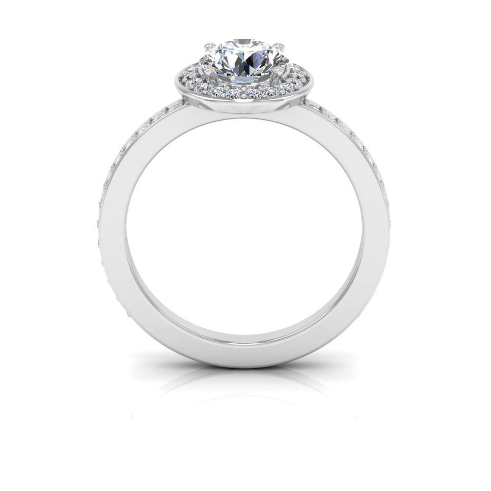 Round Halo Channel Set Moissanite Engagement Ring - Image 6