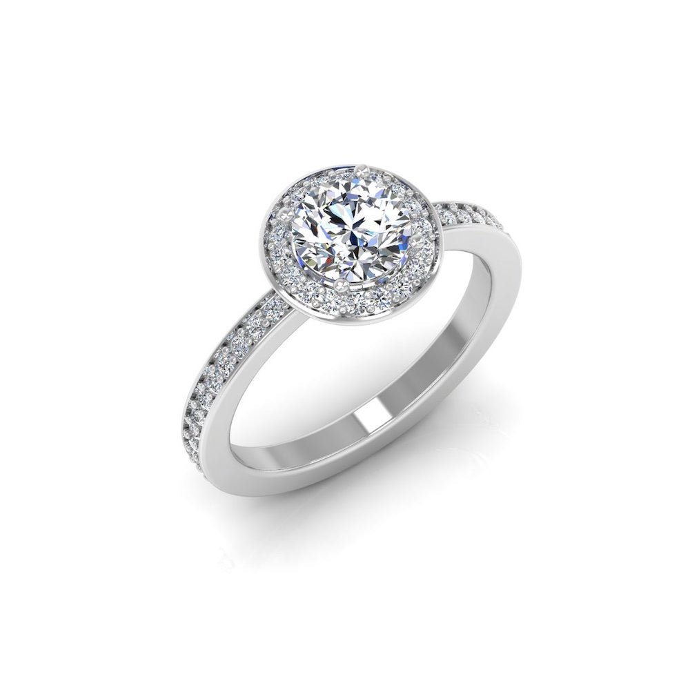 Round Halo Channel Set Moissanite Engagement Ring - Image 2