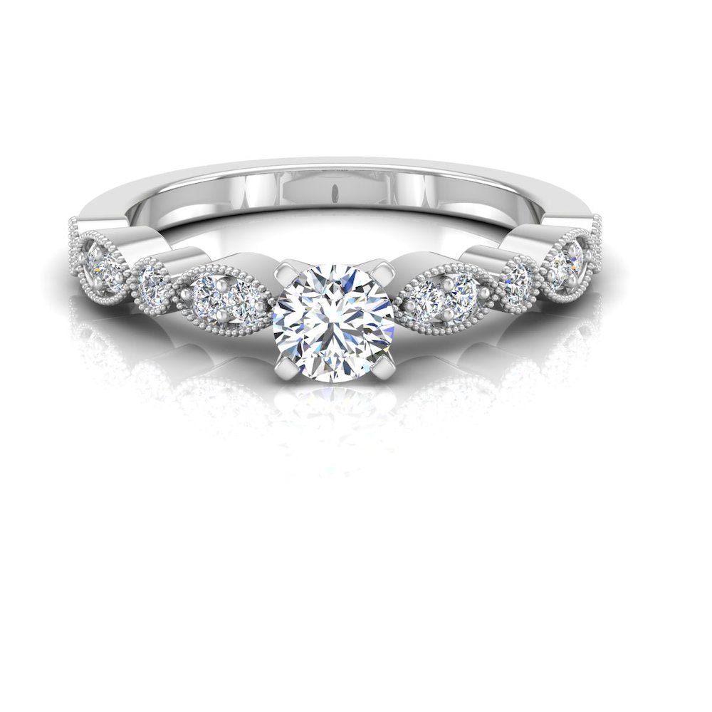 Scalloped Design Moissanite Engagement Ring - Image 3