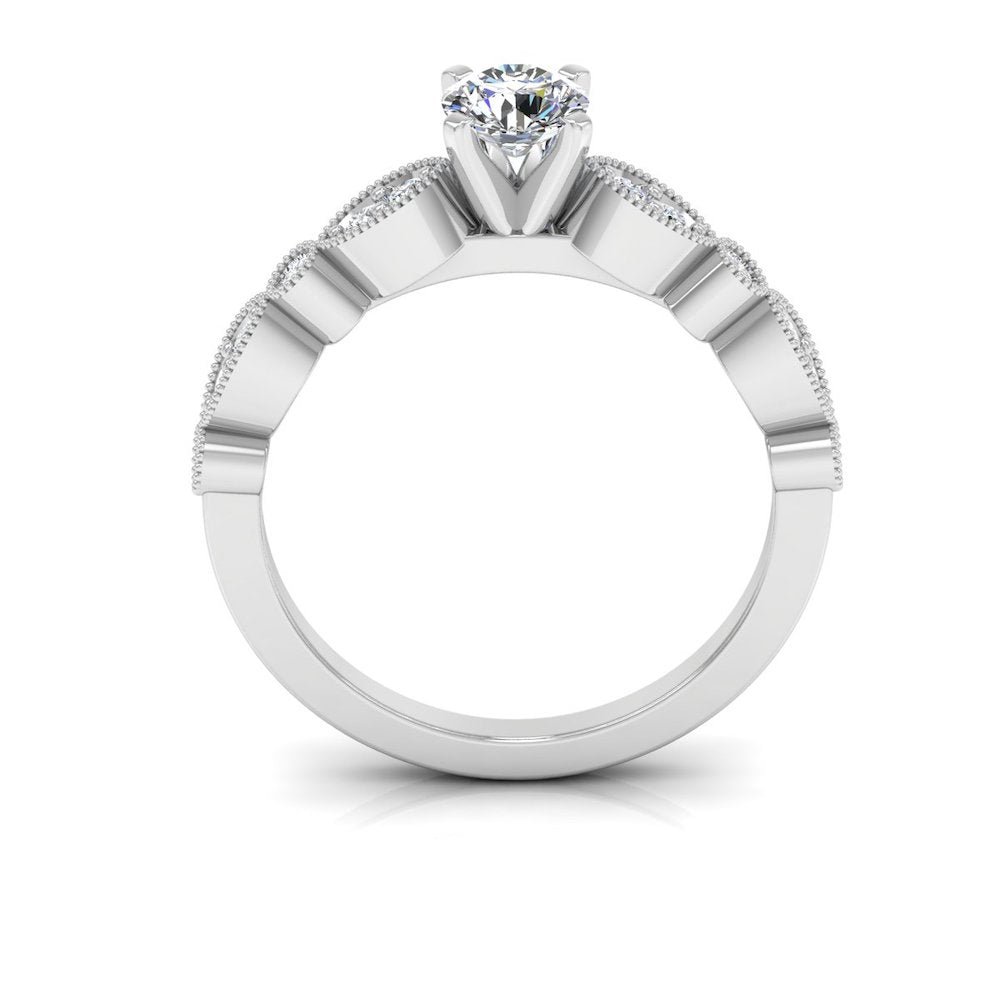 Scalloped Design Moissanite Engagement Ring - Image 5
