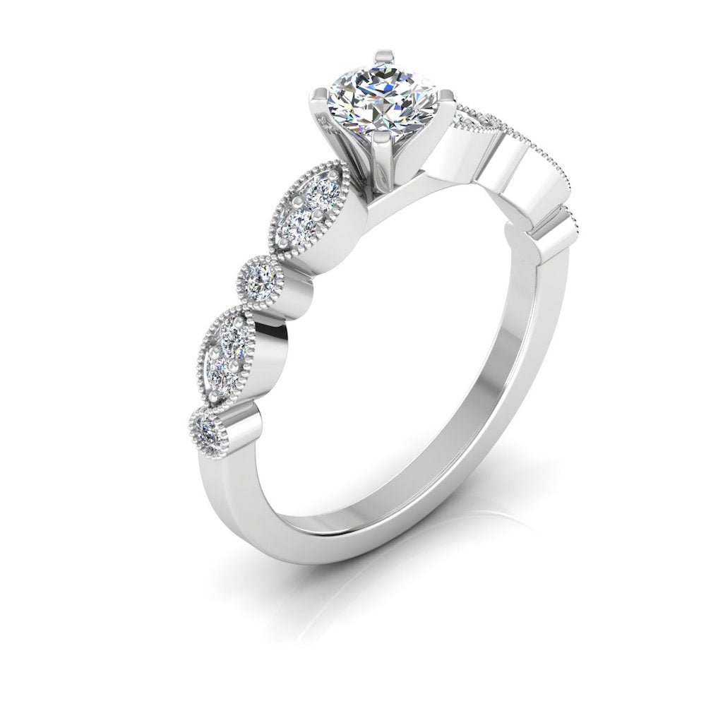 Scalloped Design Moissanite Engagement Ring - Image 6