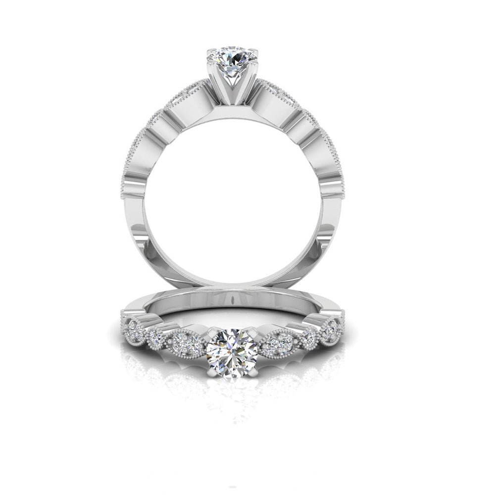 Scalloped Design Moissanite Engagement Ring - Image 4