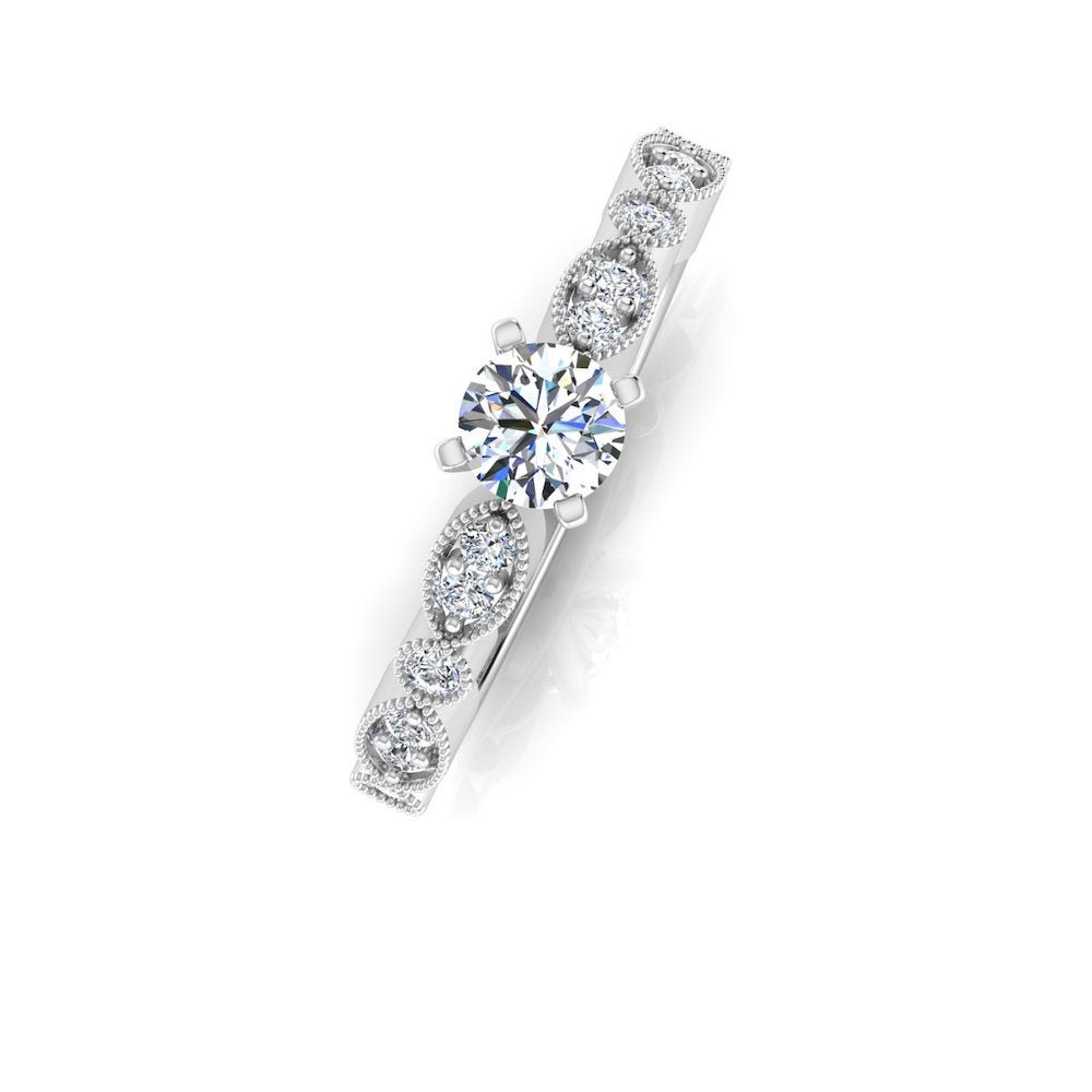 Scalloped Design Moissanite Engagement Ring - Image 7