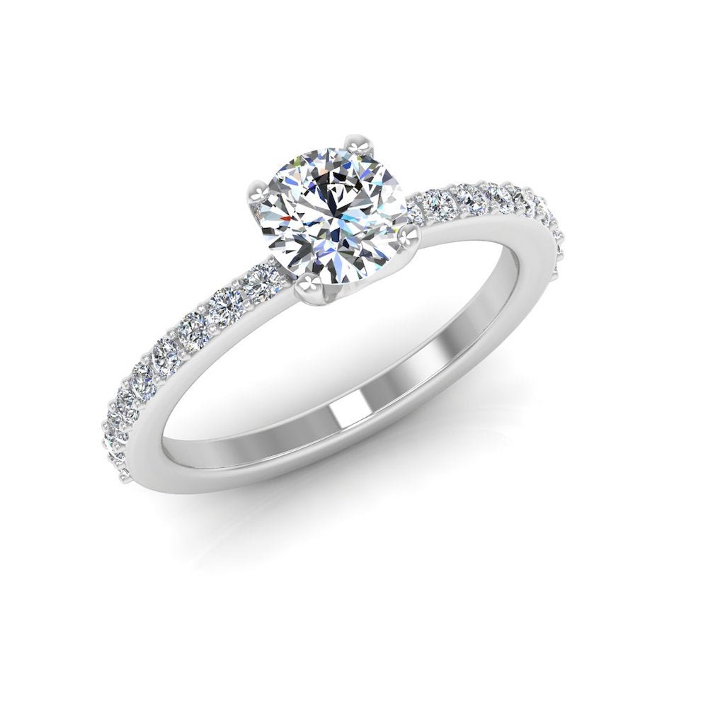 Semi Eternity Moissanite Brilliant Cut Engagement Ring - Image 2