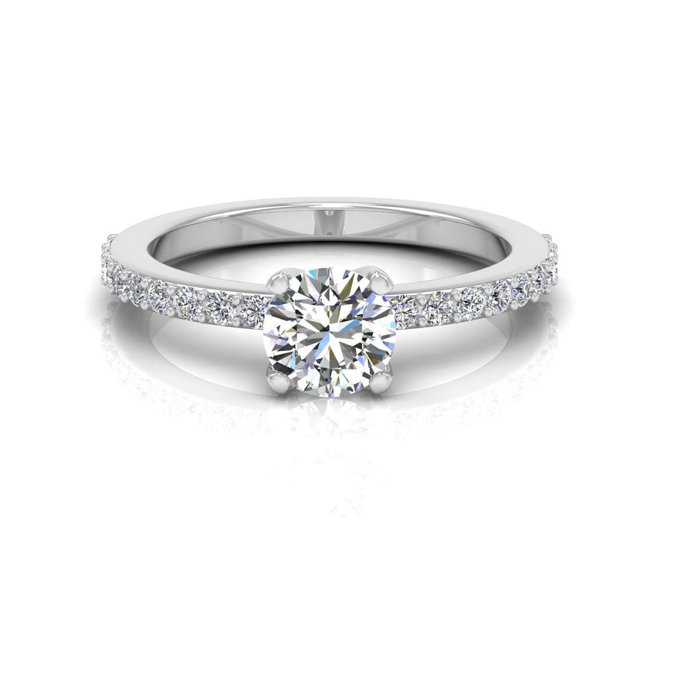 Semi Eternity Moissanite Brilliant Cut Engagement Ring - Image 3