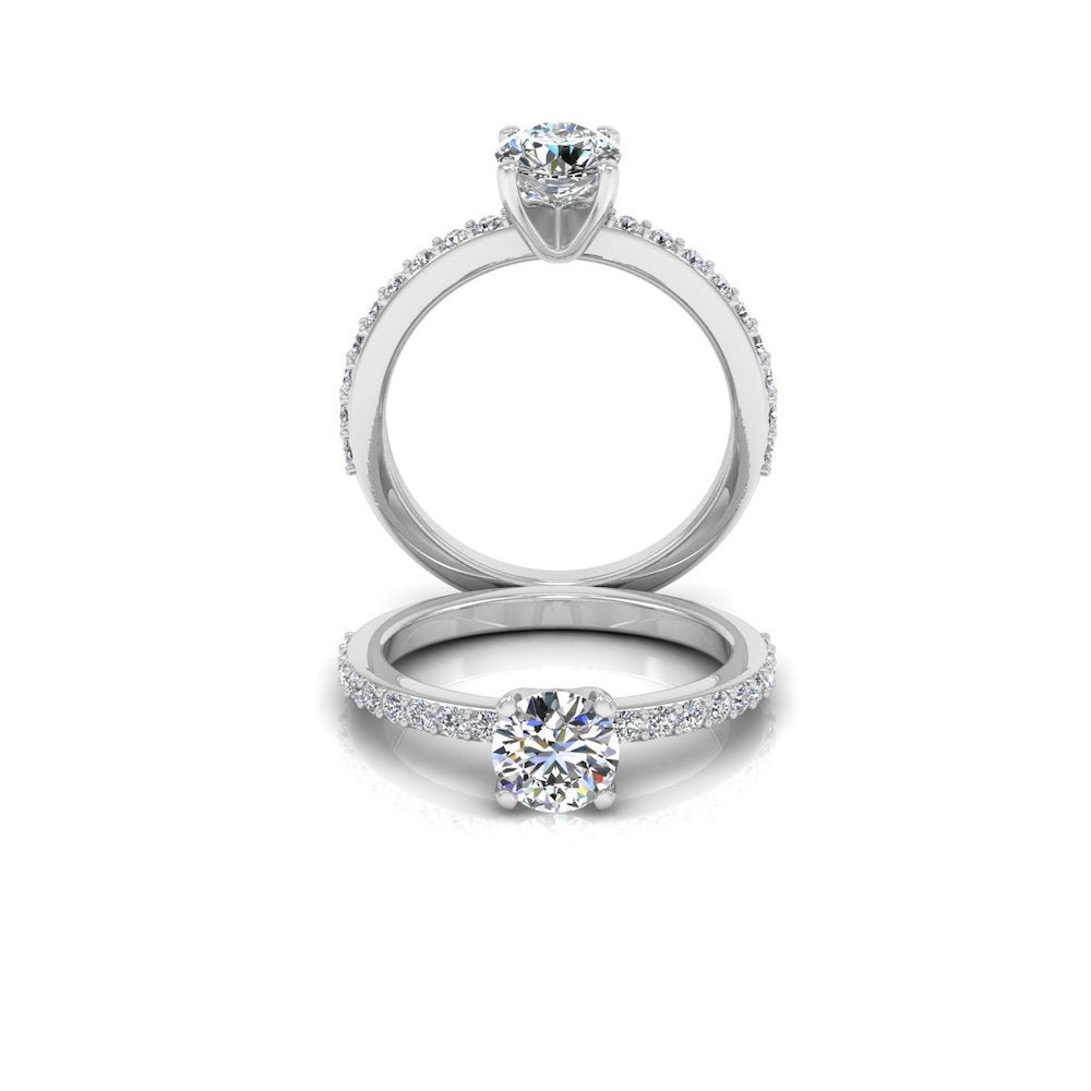 Semi Eternity Moissanite Brilliant Cut Engagement Ring - Image 4