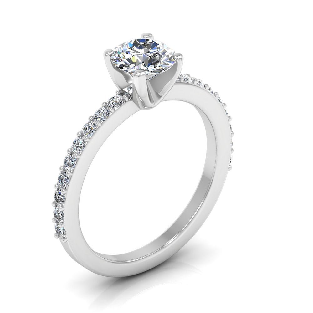 Semi Eternity Moissanite Brilliant Cut Engagement Ring - Image 6