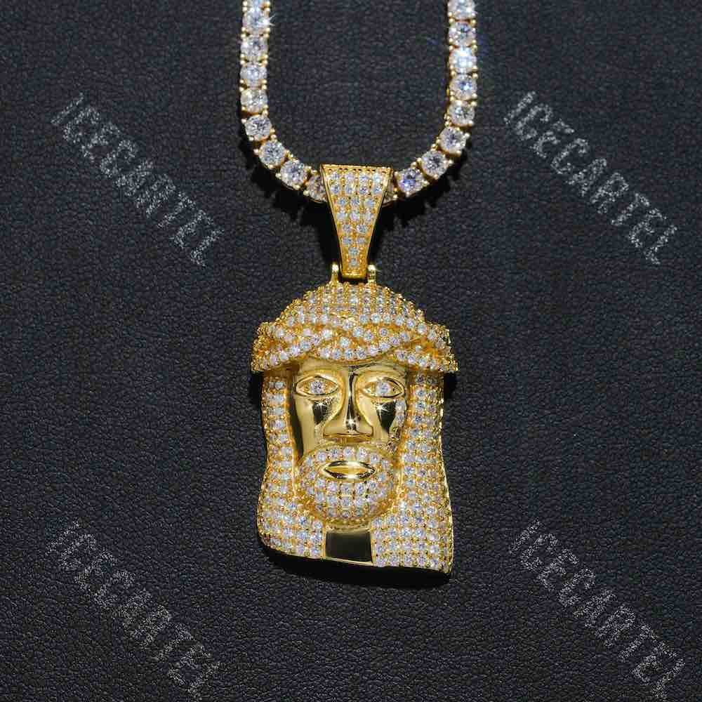Solid Face Jesus Pendant 14K Gold - Image 2