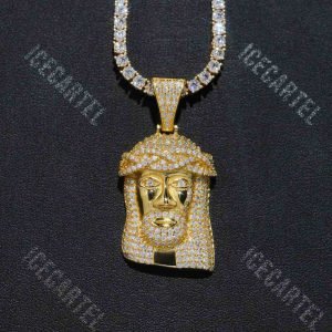 Solid Face Jesus Pendant 14K Gold