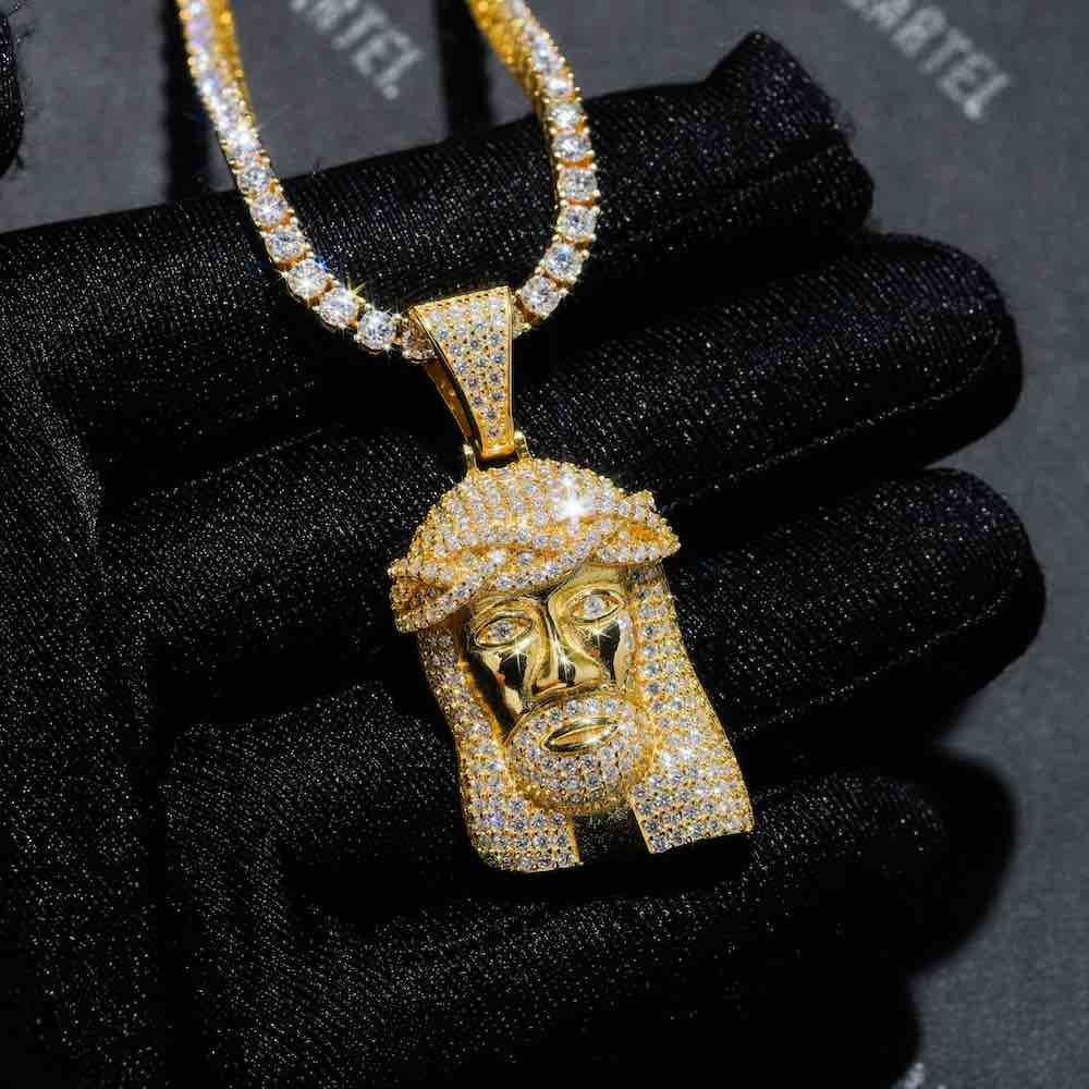 Solid Face Jesus Pendant 14K Gold - Image 3