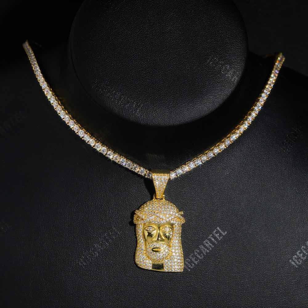 Solid Face Jesus Pendant 14K Gold - Image 5