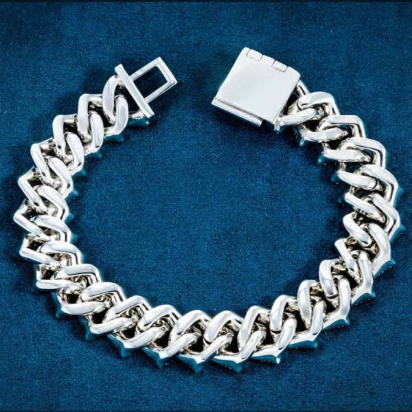 15MM Moissanite Spiked Cuban Link Bracelet 14K Gold - Image 4