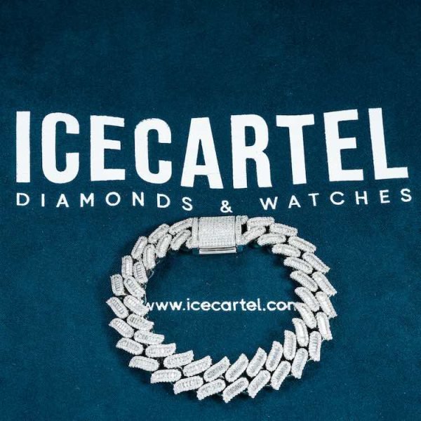 15MM Moissanite Spiked Cuban Link Bracelet 14K Gold - Image 2