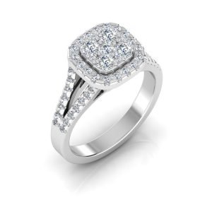 Split Shank Brilliant Cut Moissanite Engagement Ring