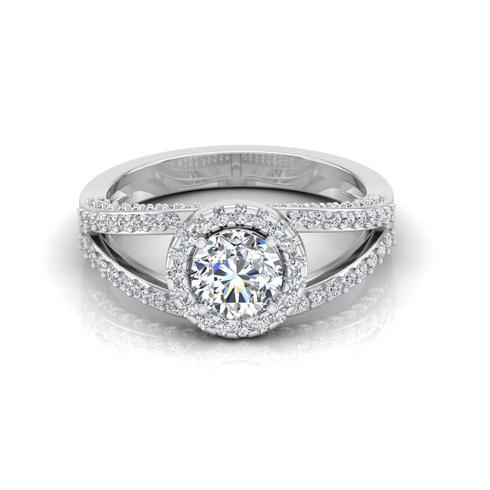 Split Shank Halo Moissanite Engagement Ring - Image 3