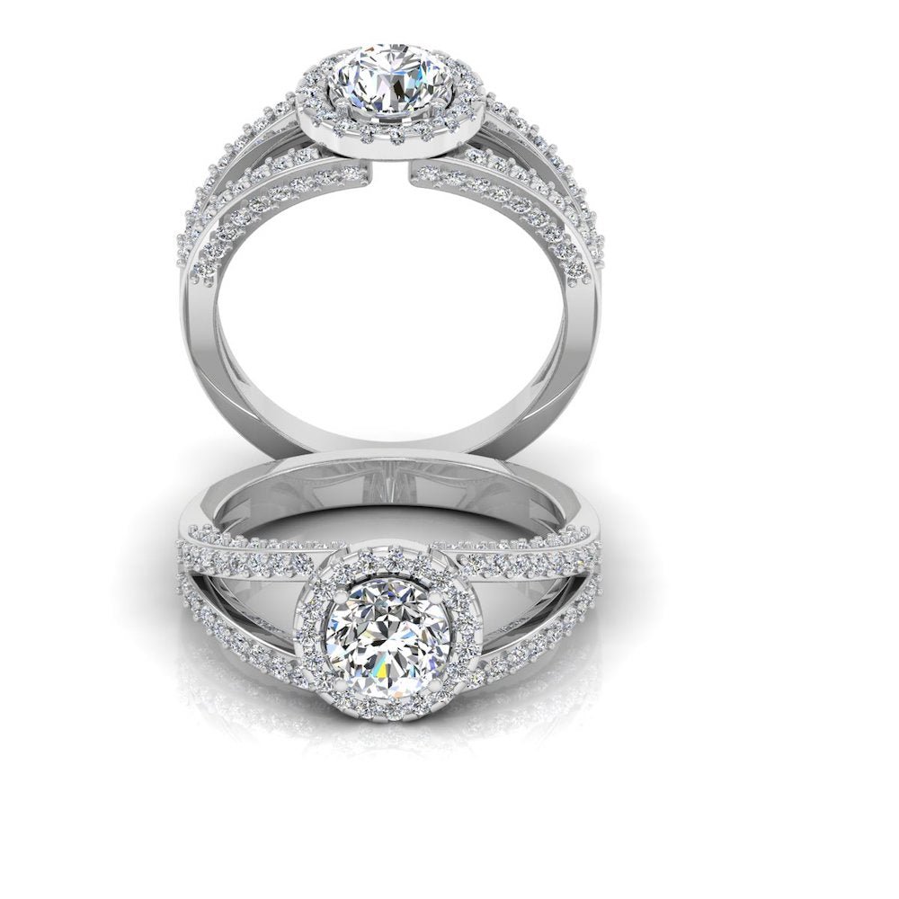 Split Shank Halo Moissanite Engagement Ring - Image 4