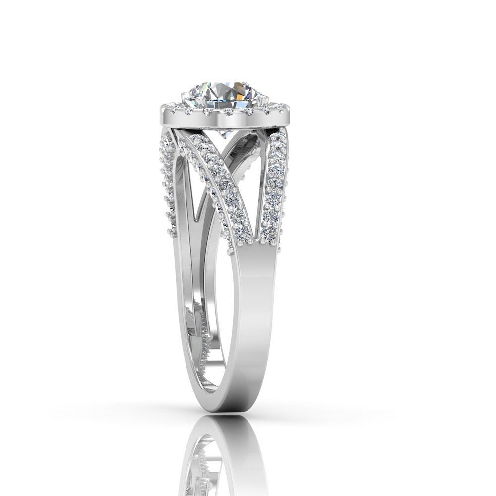 Split Shank Halo Moissanite Engagement Ring - Image 8