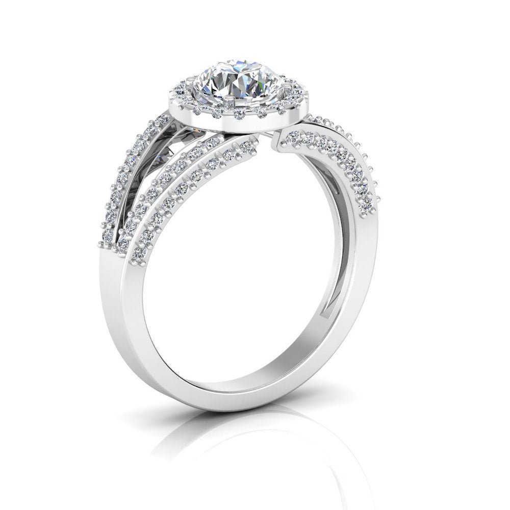 Split Shank Halo Moissanite Engagement Ring - Image 6