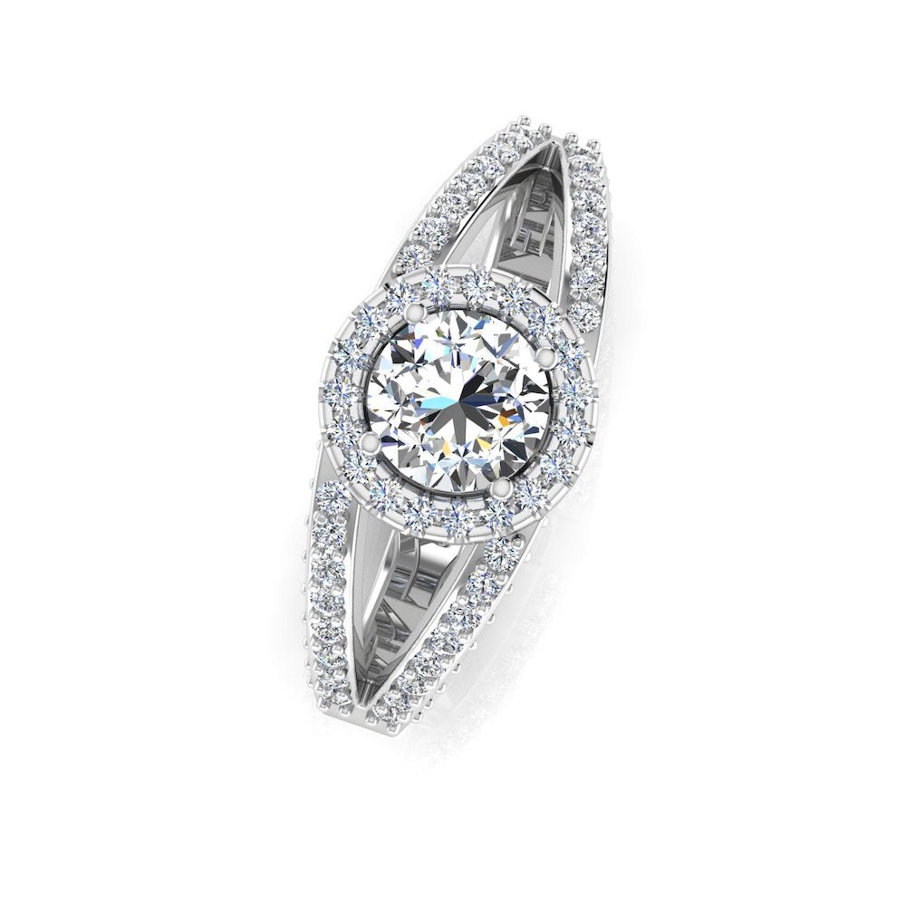Split Shank Halo Moissanite Engagement Ring - Image 7
