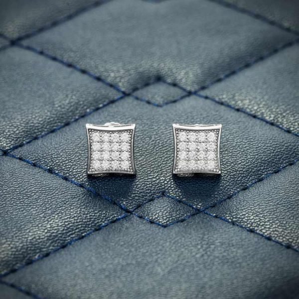 7MM Moissanite Square Stud Earrings 14K Gold - Image 5