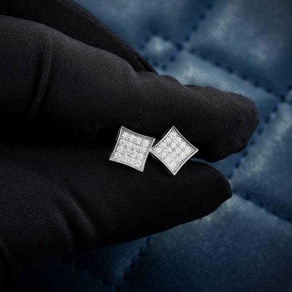 7MM Moissanite Square Stud Earrings 14K Gold - Image 2
