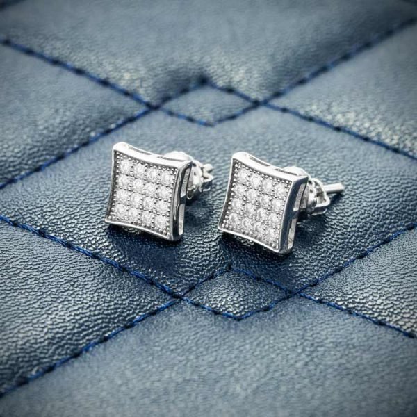 7MM Moissanite Square Stud Earrings 14K Gold - Image 6