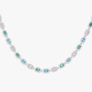 Three Color Moissanite Gemstone Chain
