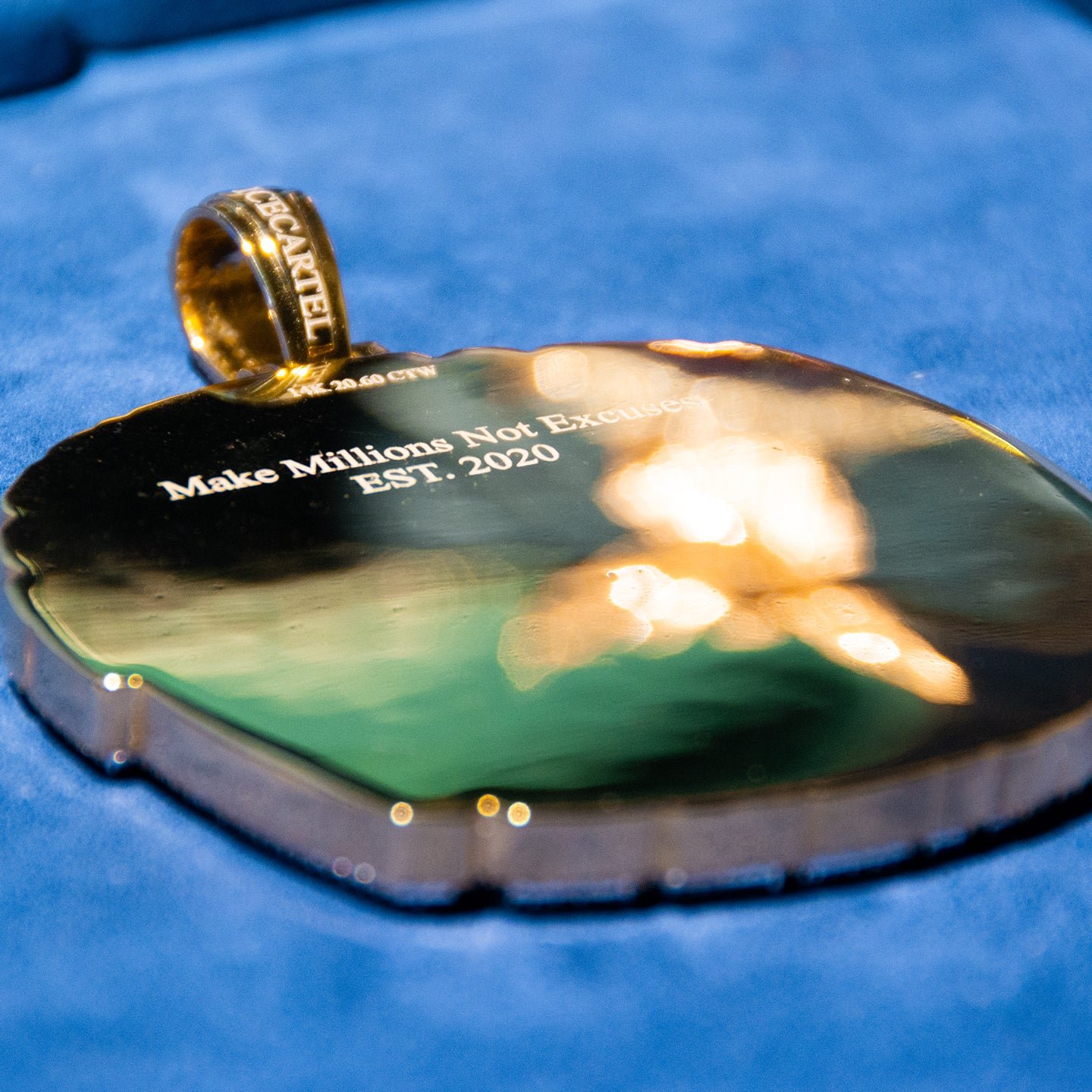 "MILLIONAIRE MINDSET" Custom Moissanite Round Pendant 10K Yellow Gold - Image 7