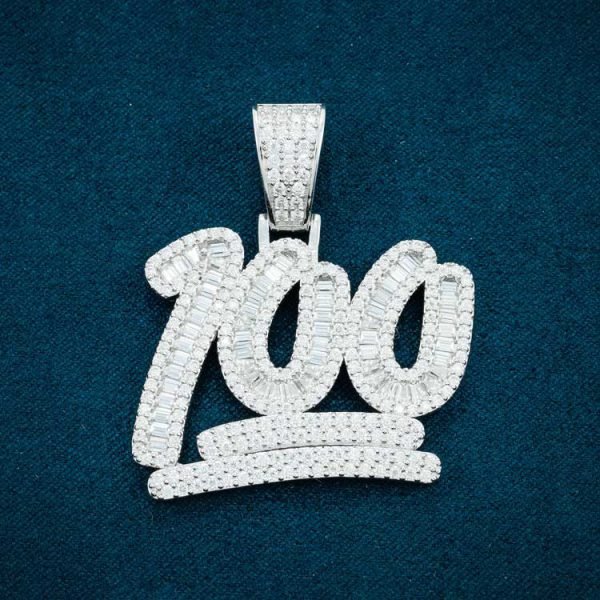 Moissanite 100 Emoji Pendant 14K Gold - Image 2