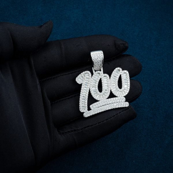 Moissanite 100 Emoji Pendant 14K Gold - Image 3
