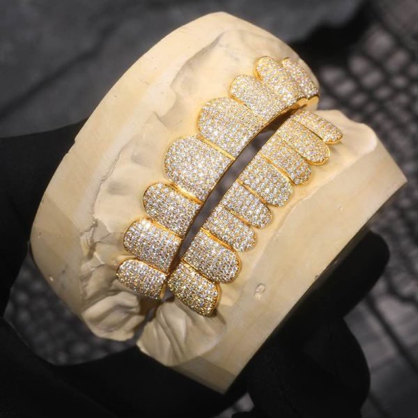 Custom Moissanite Diamond Grillz 14K Yellow Gold - Image 3